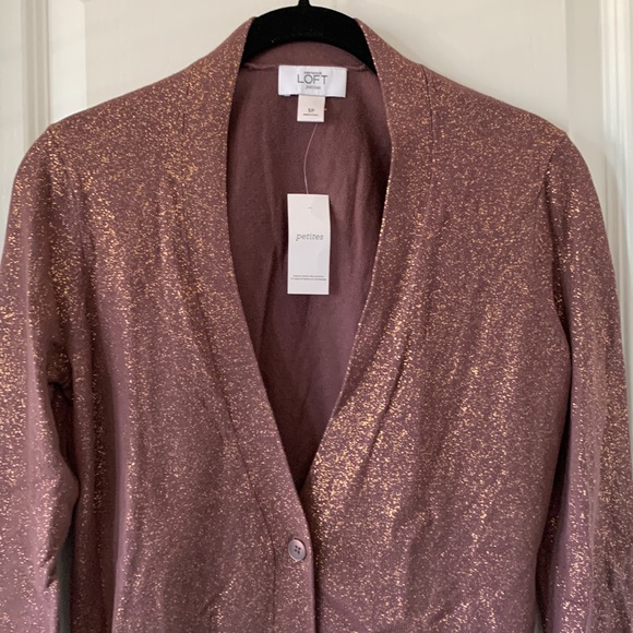 NWT LOFT Gold Sparkle Cardigan Sweater - Picture 2 of 15